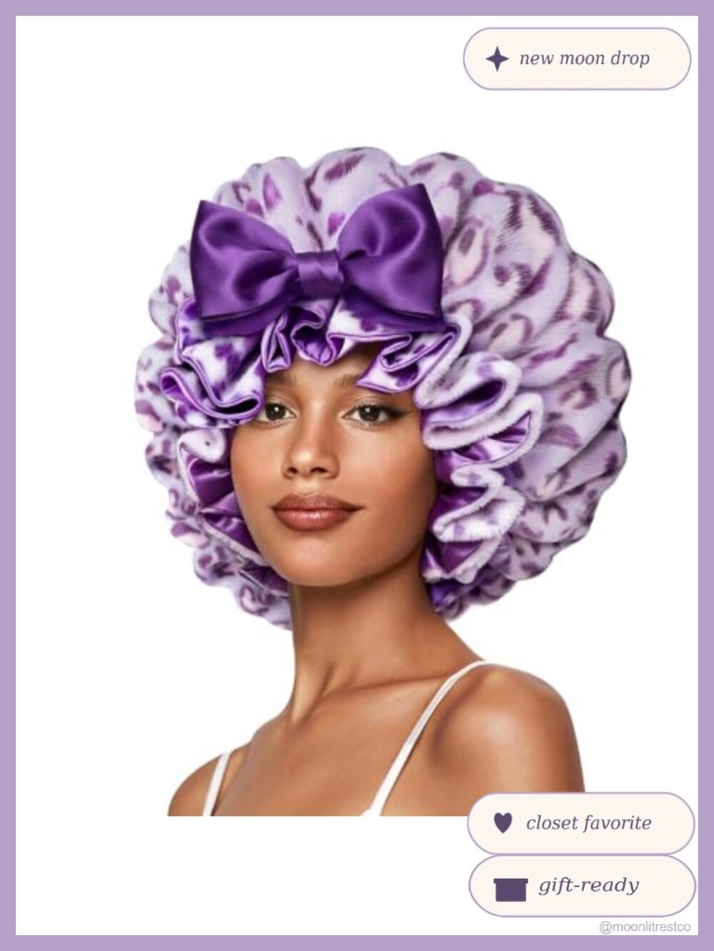 Plush Satin Lined Sleeping Bonnet with Adjustable Tie